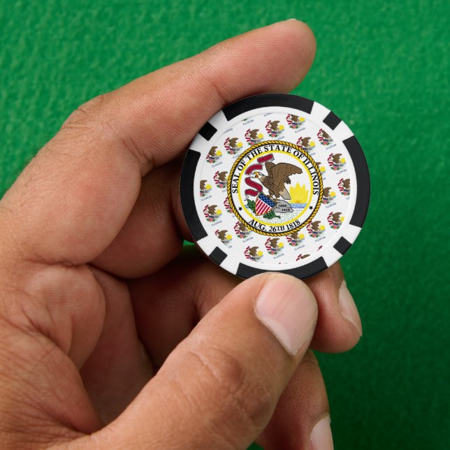 Jetons De Poker Drapeau et sceau de l'Illinois (main)