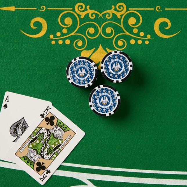 Jetons De Poker Drapeau et sceau de Louisianien, Drapeau de la Lou (Table de poker (pile))
