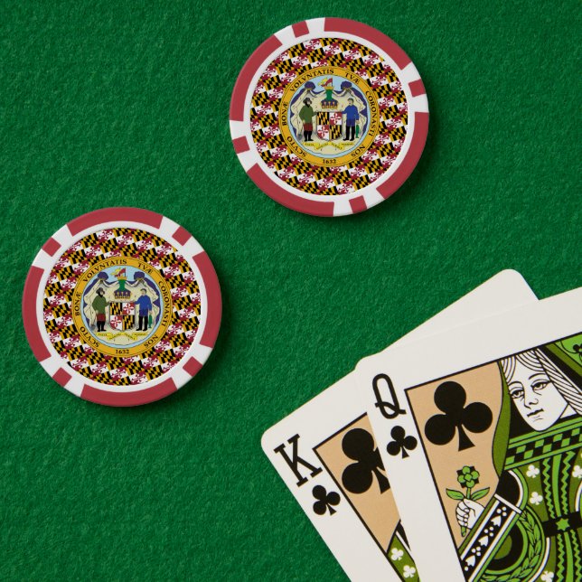 Jetons De Poker Drapeau et sceau du Marylander, drapeau du Marylan (Table de poker (double))