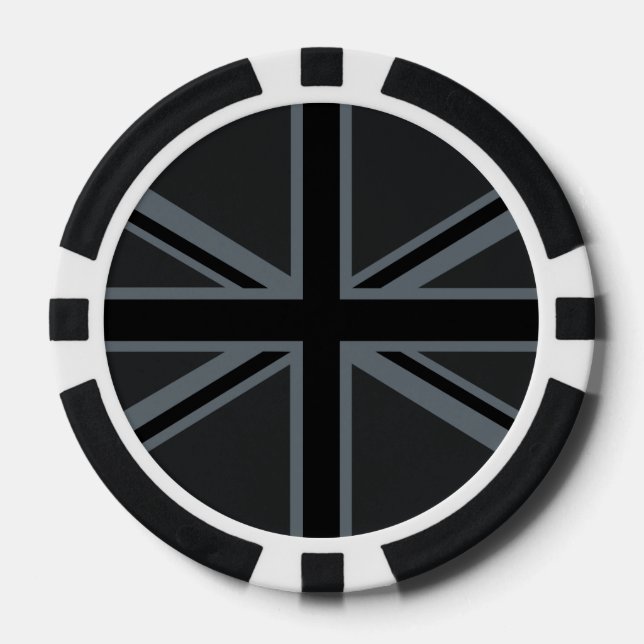 Jetons De Poker Drapeau noir Union Jack UK Design (Recto)