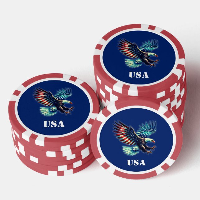 Jetons De Poker Drapeau patriotique américain (Empiler)