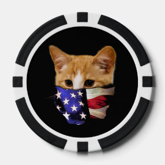 Jetons De Poker Drapeau Patriotique Cat USA America