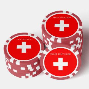 Jetons De Poker Drapeau suisse personnalisé Schweiz Suisse Europe