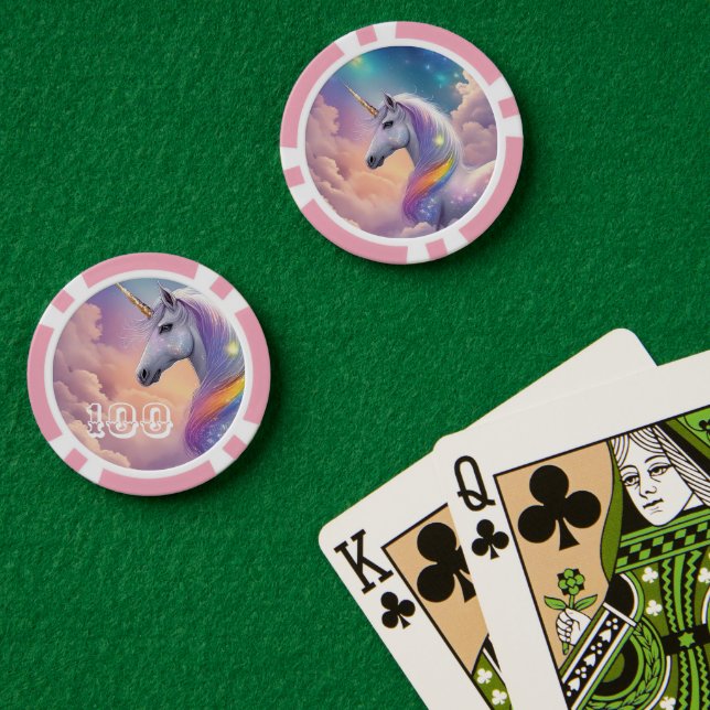 Jetons De Poker Dreamy Unicorn Parties scintillant Pastel Galaxy N (Table de poker (double))