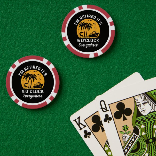 Jetons De Poker Drôle de retraite c'est 5 heures quelque part (Table de poker (double))