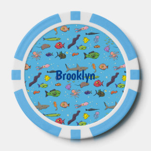 Jetons De Poker Drôle des créatures marines dessin motif