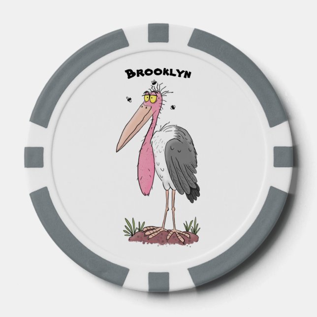 Jetons De Poker Drôle dessin animé de cigogne en marabou (Recto)
