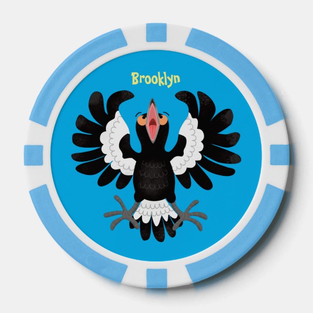Jetons De Poker Drôle dessin animé de Magpie australienne (Recto)
