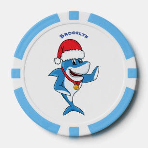 Jetons De Poker Drôle dessin animé de requin de Noël