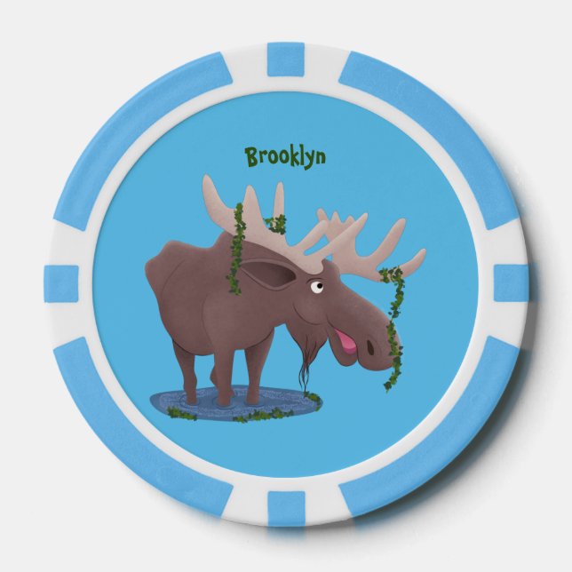 Jetons De Poker Drôle dessin animé d'orignal heureux (Recto)