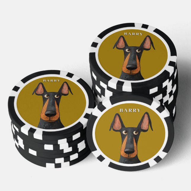 Jetons De Poker Drôle Doberman Chien noir Tan Mustard Jaune (Empiler)