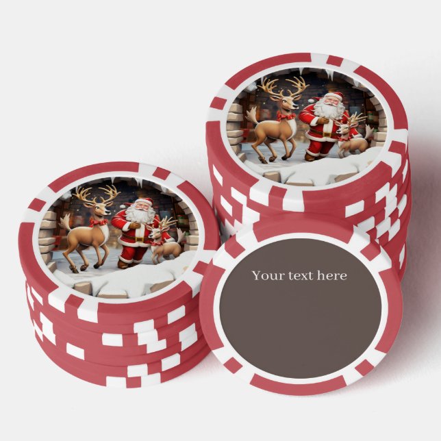 Jetons De Poker Drôle fête Noël Père Noël ajouter un texte (Empiler)