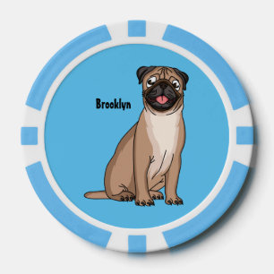Jetons De Poker Drôle joyeux dessin animé de chien de carlin