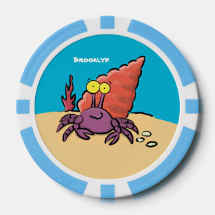 Jetons De Poker Drôle mignon caricature pourpre crabe ermite