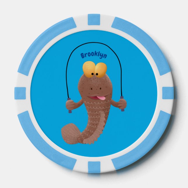 Jetons De Poker Drôle sauter boudskipper poisson dessin animé (Recto)