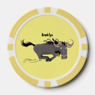Jetons De Poker Drôle wildebeest tourner dessin animé illustration