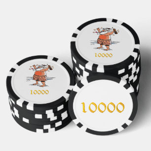 Jetons De Poker Drunk Père Noël noir or 10000 puce de poker rayé