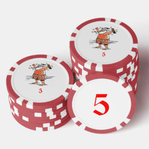 Jetons De Poker Drunk Père Noël rouge 5 strié puce de poker