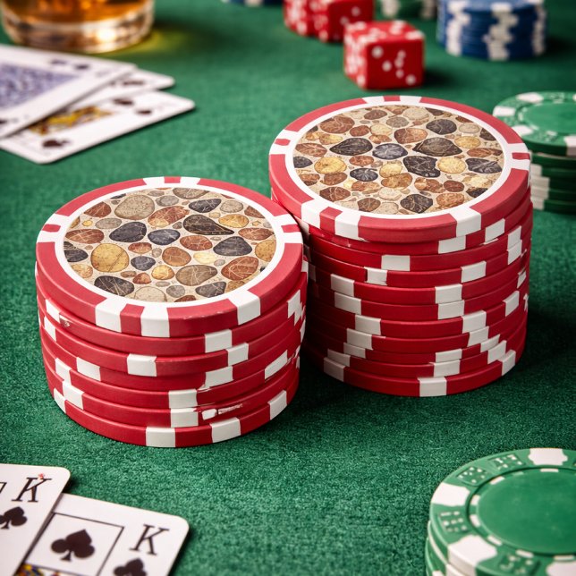 Jetons De Poker Earth Tone Pebble Tile Pattern (pebble poker chips)