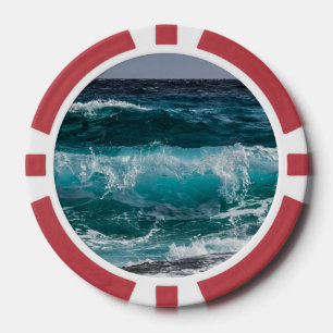 Jetons De Poker Eau bleue Vagues océaniques