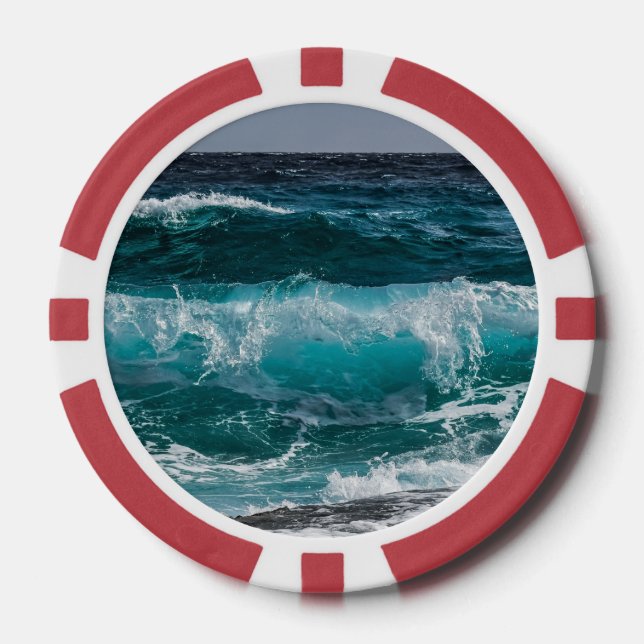 Jetons De Poker Eau bleue Vagues océaniques (Recto)