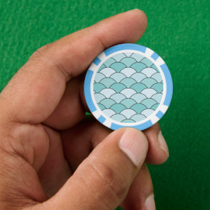 Jetons De Poker Écailes de dragon, éventails, vagues, Seigaiha, bl