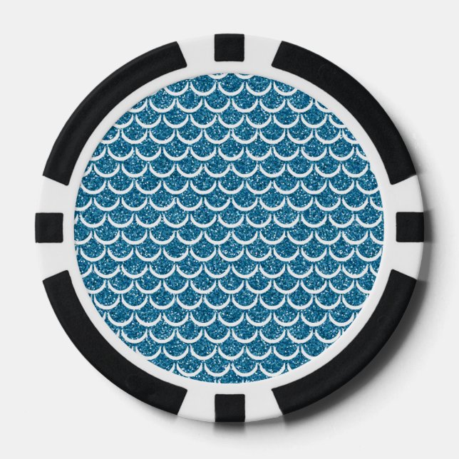 Jetons De Poker Écaille de Sirène Bleue Turquoise Brillant Queue d (Recto)