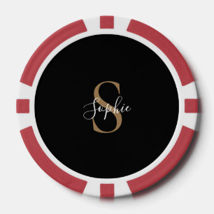 Jetons De Poker Écriture de monogramme personnalisée Élégante Pers