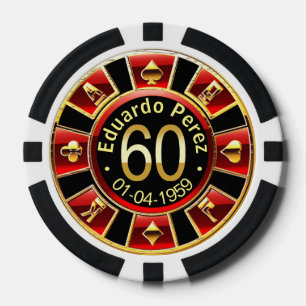 Jetons De Poker Eduardo P 60ème anniversaire puce de poker rouge