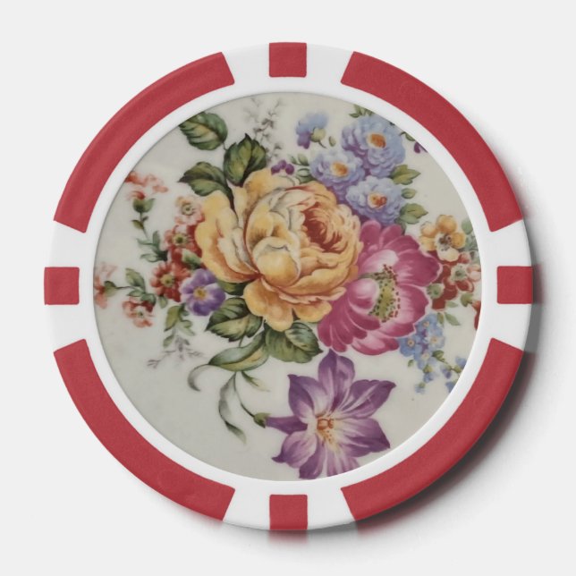 Jetons De Poker Élégance : Chips de Poker Floral inspirés par la p (Recto)