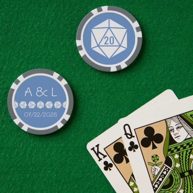 Jetons De Poker Élégance de Table en Pervenche (Table de poker (double))