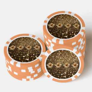 Jetons De Poker Elégance d'or : Hibiscus d'or Shimmer