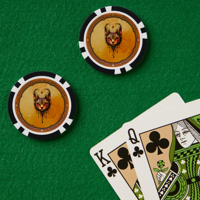 Jetons De Poker Elégance ornementale : Portrait d'un chat. (Table de poker (double))
