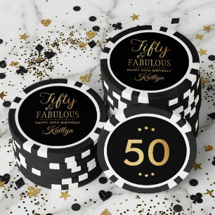 Jetons De Poker Elegant Cinquante et Fabuleux ! Soirée du 50e Anni