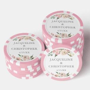 Jetons De Poker Élégant floral rose poudré personnalisé pour maria