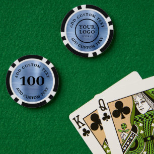 Jetons De Poker Élégant Logo Texte Bleu Affaires Casino Collecte d