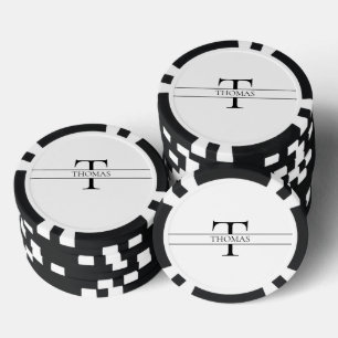 Jetons De Poker Élégant Monogramme Personnalisé Nom Personnalisé
