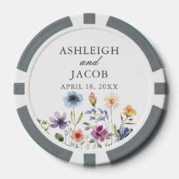 Jetons De Poker Elegant Wildflower Spring Wedding Personalized