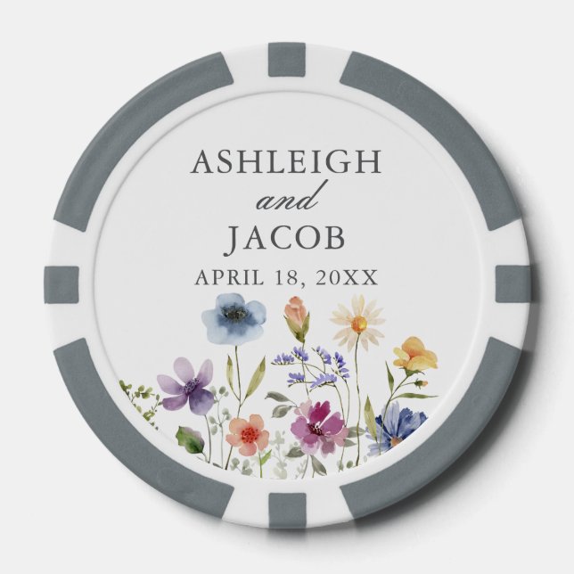 Jetons De Poker Elegant Wildflower Spring Wedding Personalized (Recto)