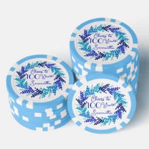 Jetons De Poker Elégante Royal Blue Cheers à 100 ans Anniversaire