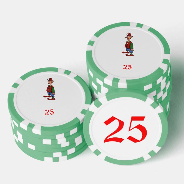 Jetons De Poker Elf At Attention green 25 puce de poker rayé (Empiler)
