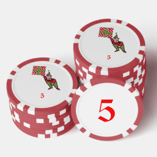 Jetons De Poker Elf avec Polka Dot Cadeau rouge 5 puce de poker ra