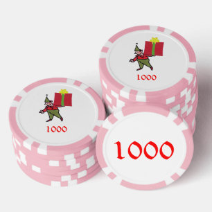 Jetons De Poker Elf avec Red Box rose 1000 puce de poker rayé