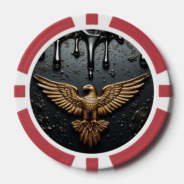 Jetons De Poker Emblème d'aigle doré aux ailes déployées (Recto)