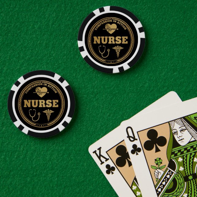 Jetons De Poker Emblème de l'infirmière professionnelle | La compa (Table de poker (double))