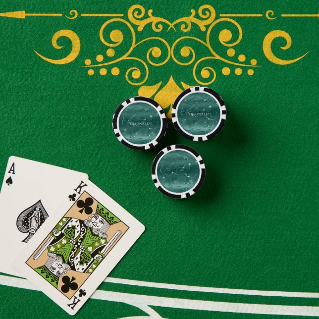 Jetons De Poker Emerald Green Glitzy Marble personnalisé (Table de poker (pile))