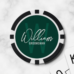 Jetons De Poker Emerald Modern Script Cuomsmen personnalisé