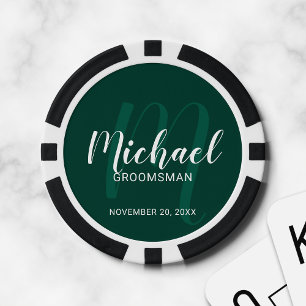 Jetons De Poker Emerald Modern Script Cuomsmen personnalisé