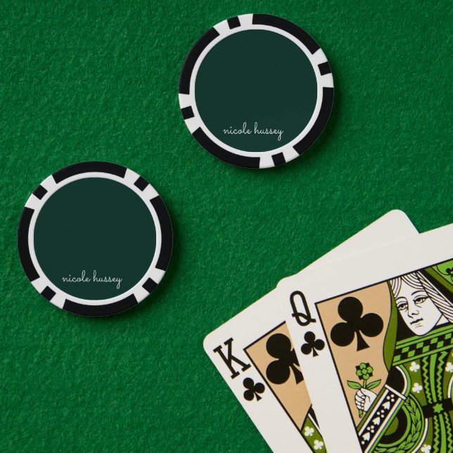 Jetons De Poker Émeraude verte | Moderne Monogramme élégant (Table de poker (double))