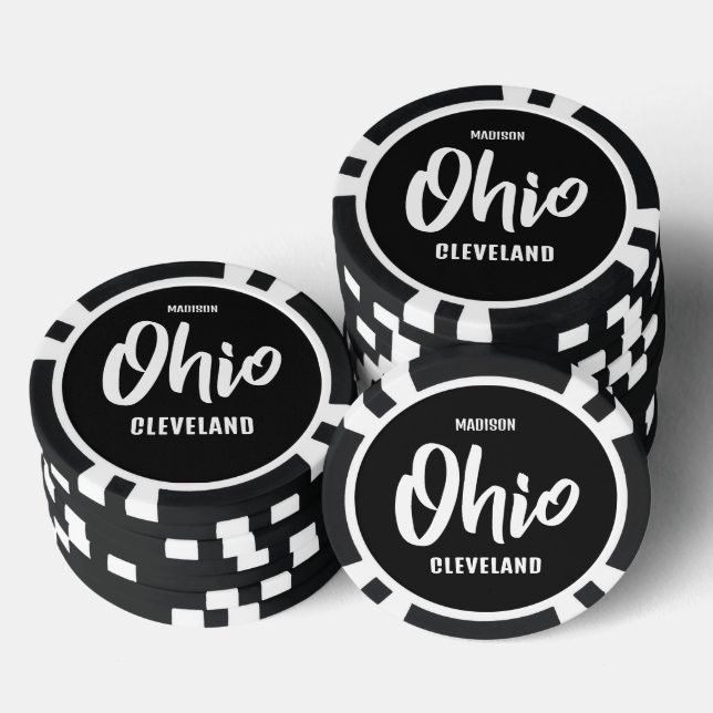 Jetons De Poker Emplacement personnalisé, nom et couleur Ohio (Empiler)